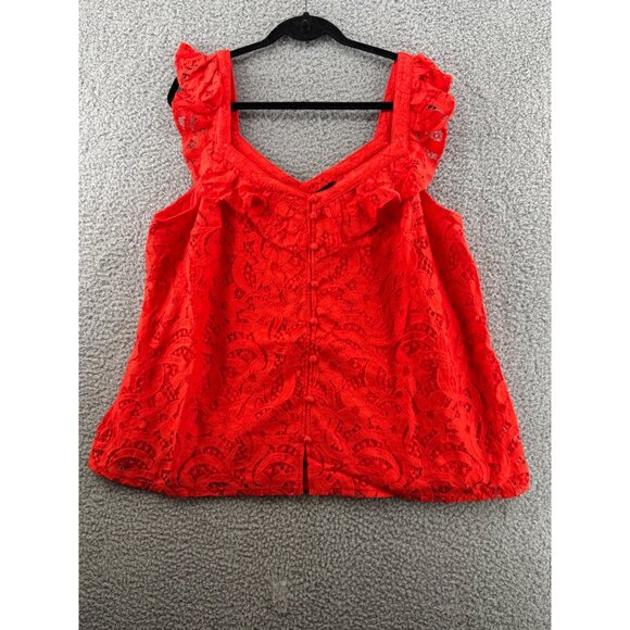 Torrid  Lace Sleeveless Top Ruffled Straps & Button Detail Orange Size 1XL - Picture 1 of 9